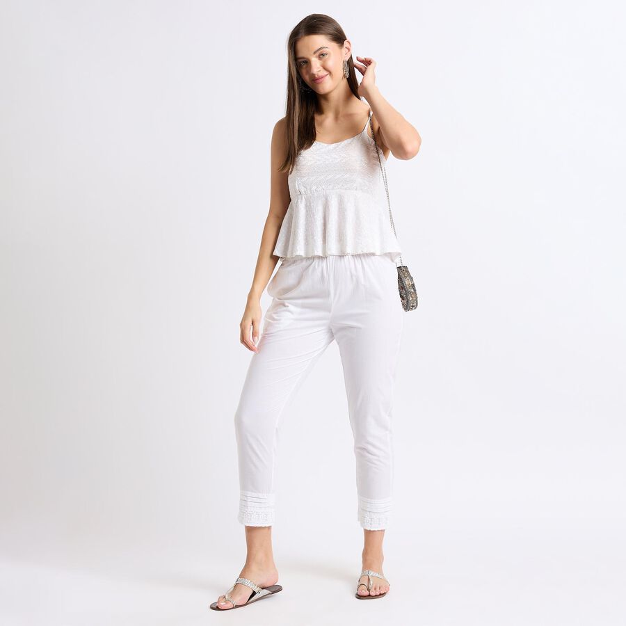 Ladies' 100% Cotton Palazzos , Off White, large image number null