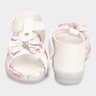 Girls' Solid Sandals, White, small
