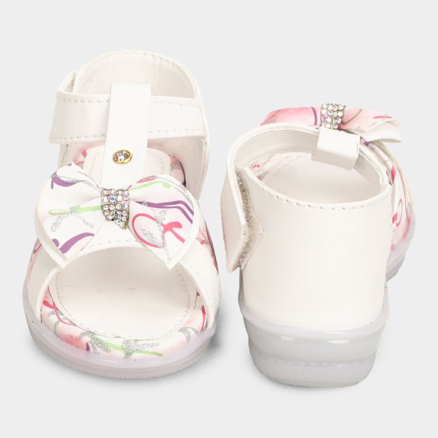 Girls' Solid Sandals, White, large