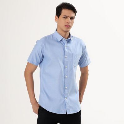 Men's Light Blue Regular Collar Casual Shirt