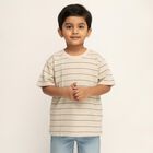 Boys Beige Crew Neck Casual T-Shirt, ऑफ व्हाइट, small image number null