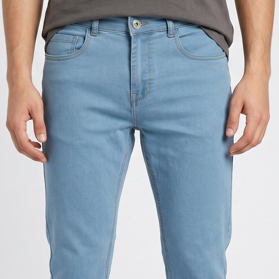 Men's Light Blue Slim Fit Clean Look Jeans, Light Blue, large