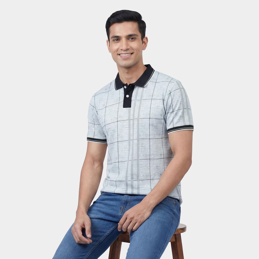 Men's Dark Green Cotton Polo Neck Casual T-Shirt, गहरा हरा, large