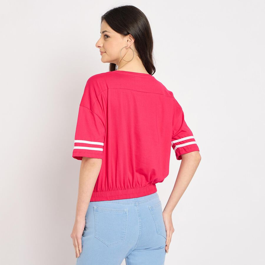 Ladies' 100% Cotton Crop  Top, गुलाबी, large image number null