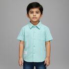 Boys Mint Green Cotton Half Sleeve Classic Casual Shirt, Aqua, small image number null