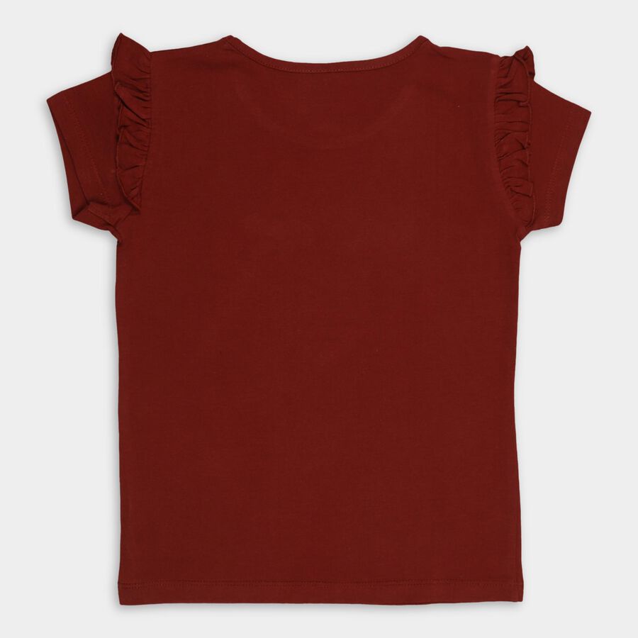 Girls' 100% Cotton T-Shirt , Wine, large image number null