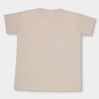 Girls' Light Beige Round Neck Casual Printed T-Shirt, Beige, small image number null