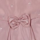 Girls' Pink Embroidered Bow Party Wear Frock, हल्का गुलाबी, small