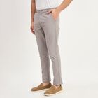 Men's Light Grey Slim Fit Casual Trousers, हल्का ग्रे, small