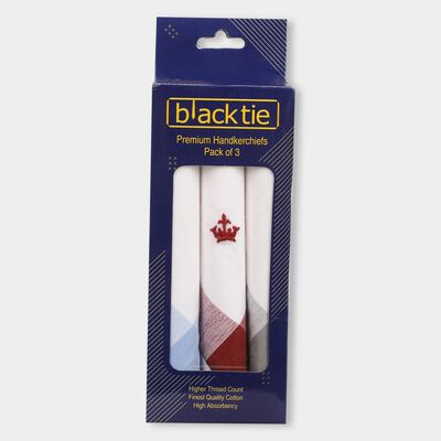 Men's White Cotton Checkered Handkerchief Set