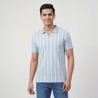 Men's Light Blue Polo Collar Casual T-Shirt, Light Blue, small