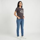 Women Dark Grey Round Neck Regular T-Shirt, Dark Grey, small