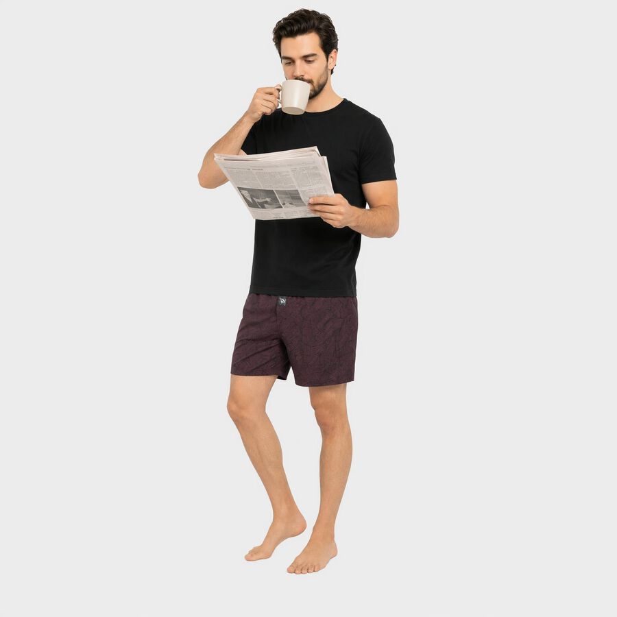 Men's Wine Classic Fit Geometric Printed Boxers, वाइन, large
