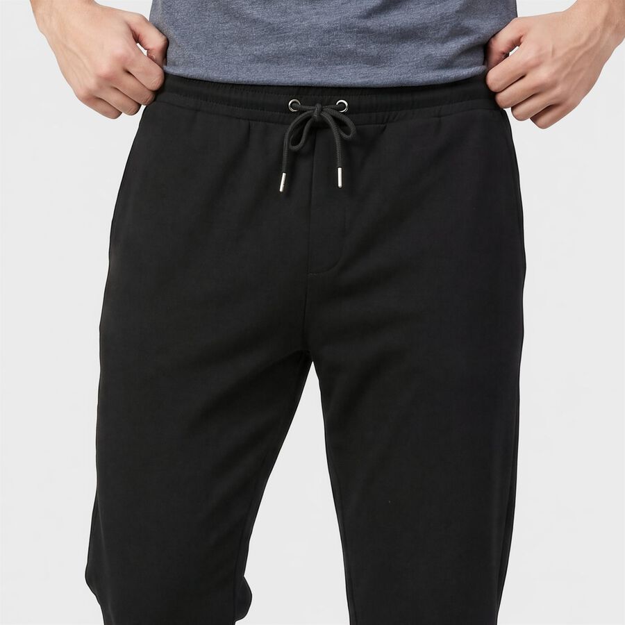 Men's Black Straight Fit Solid Track Pants, काला, large