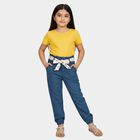 Girls' Mid Blue Regular Fit Paperbag Waist Jeans, Mid Blue, small
