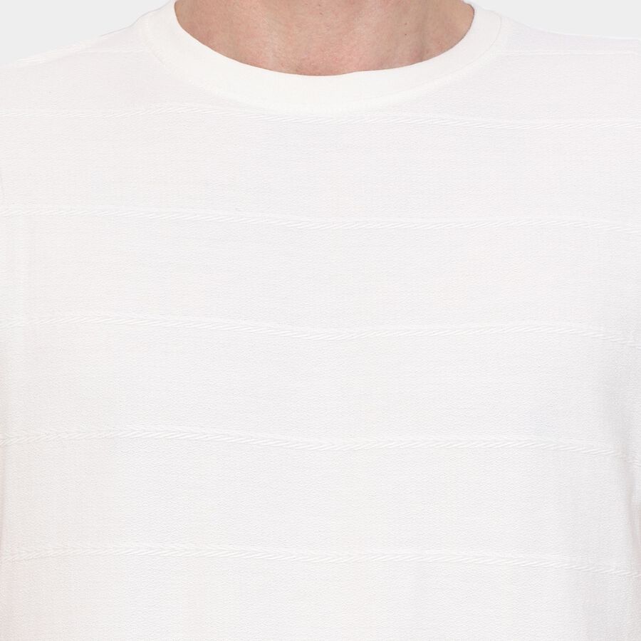 Men's 100% Cotton Round Neck Half Sleeves T-Shirt , White, large image number null