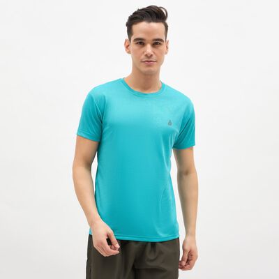 Men's Vibrant Turquoise Crew Neck Athleisure T-Shirt