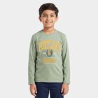 Boys' Green Crew Neck Regular Boys T-Shirt, हल्का हरा, small