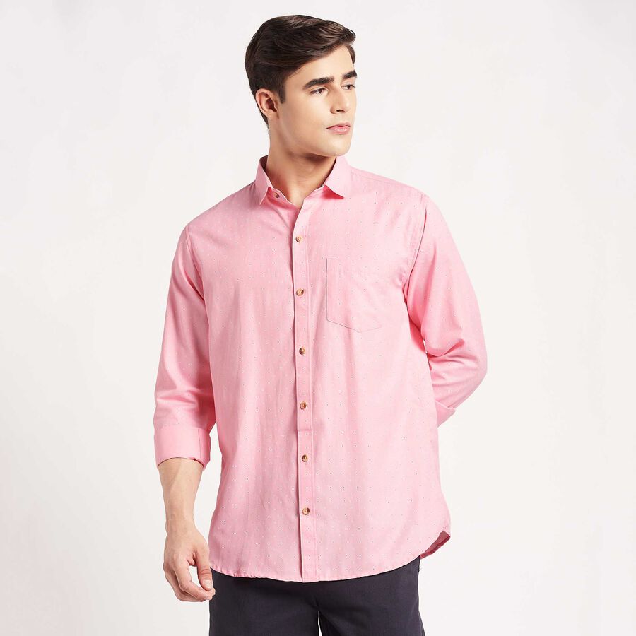 Printed Slim Fit Casual Shirt, Pink, large image number null