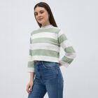 Women's Light Sage Green Crew Neck Casual Pullover, हल्का हरा, small image number null