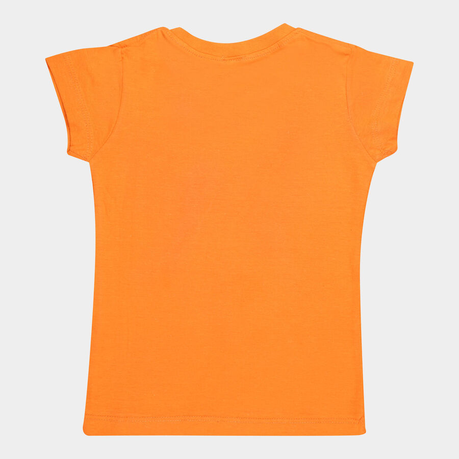 Girls Cotton T-Shirt, Orange, large image number null