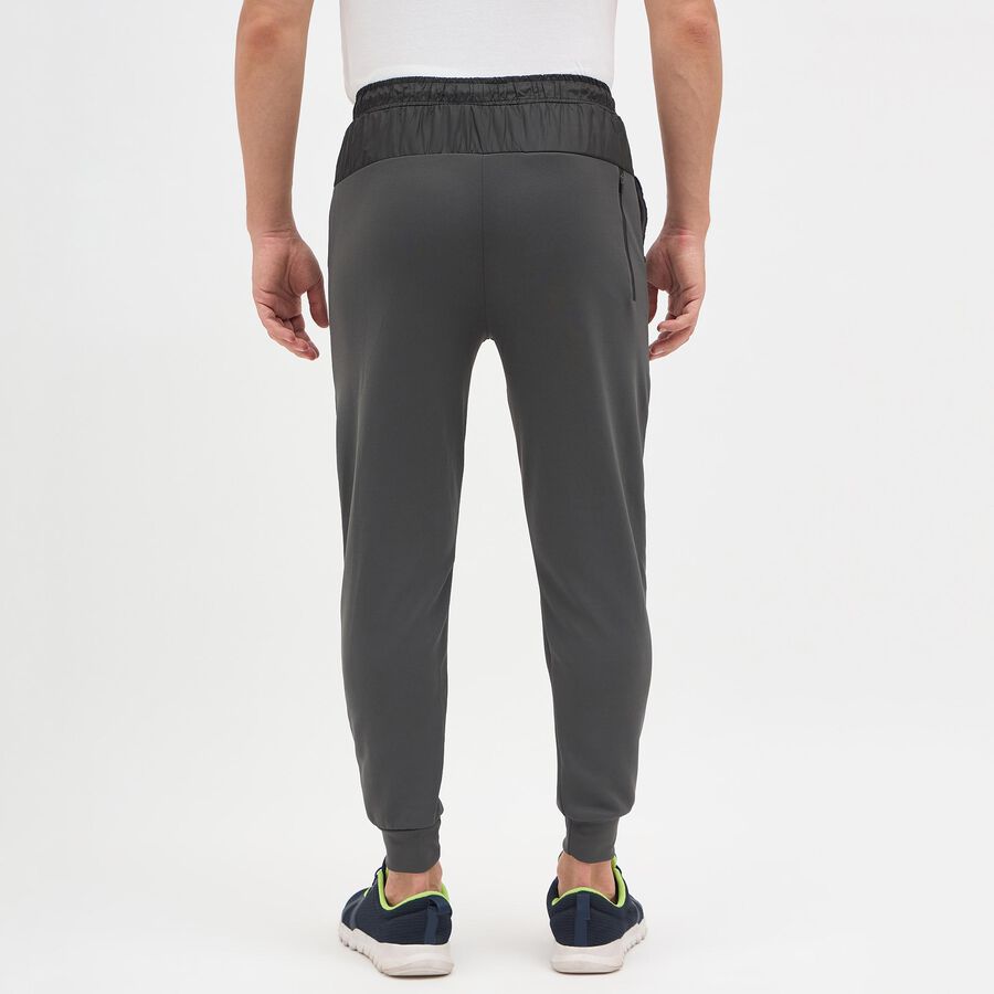 Men's Charcoal Grey Regular Fit Panelled Track Pants, Dark Grey, large