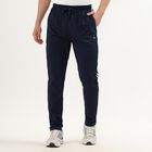 Men's Deep Midnight Navy Slim Fit Side-Striped Track Pants, Dark Blue, small image number null