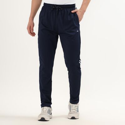 Men's Deep Midnight Navy Slim Fit Side-Striped Track Pants