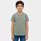 Boys Light Green Round Neck Graphic Printed Casual T-Shirt, हल्का हरा, small