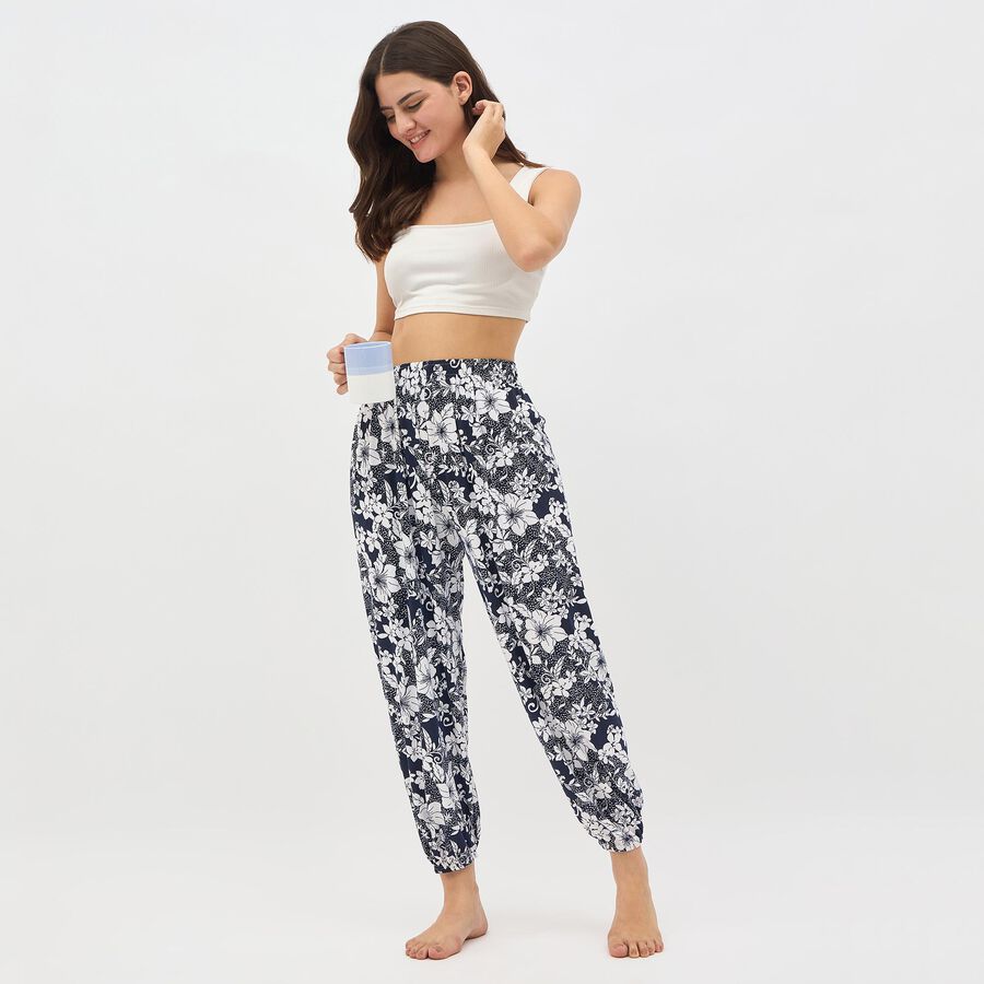 Women's Blue Skinny Fit Regular Style Harem Pants, Navy Blue, large image number null