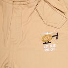 Infants Soft Beige Elastic Waist Embroidered Trousers, Khaki, small image number null