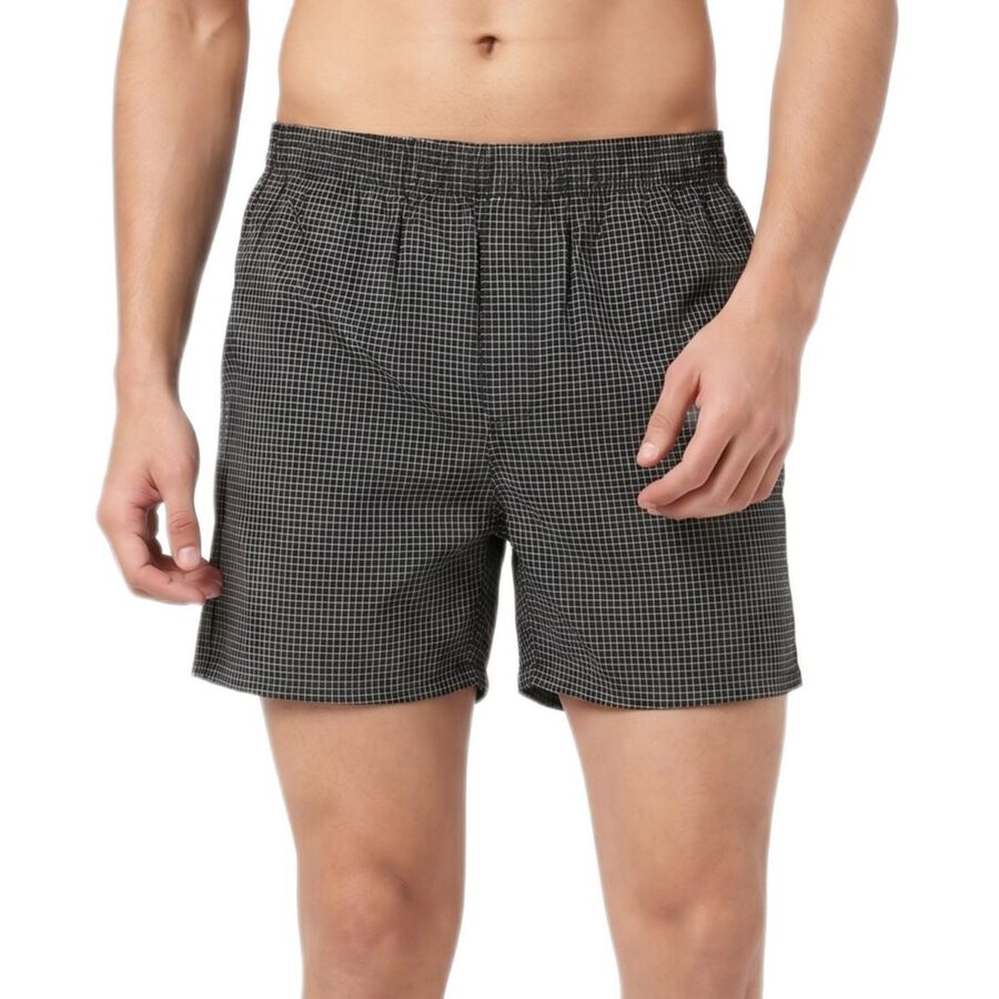 Men's Black Classic Fit Solid Boxers, काला, large