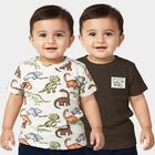 Infants Dark Grey Cotton Crew Neck Regular T-Shirt, गहरा ग्रे, small
