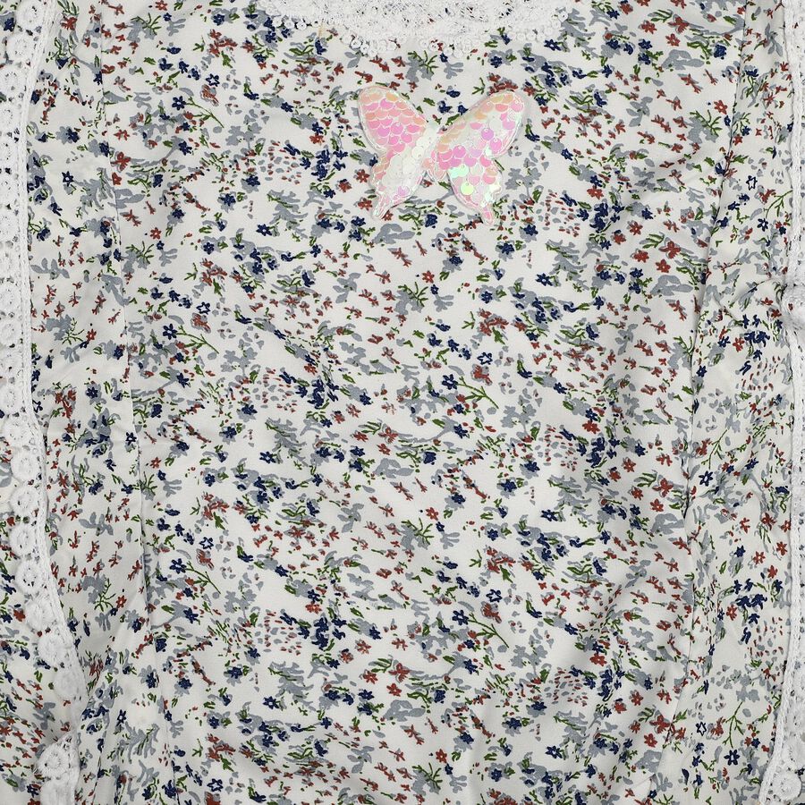 Girls White Round Neck Regular T-Shirt, ऑफ व्हाइट, large