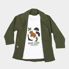 Infants' Olive Green Cotton Regular Fit Shirt, Olive, small