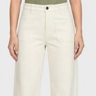 Women's White High-Rise Wide Leg Patch Pocket Trousers, सफ़ेद, small