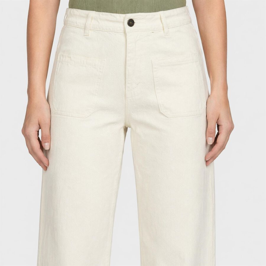 Women's White High-Rise Wide Leg Patch Pocket Trousers, सफ़ेद, large