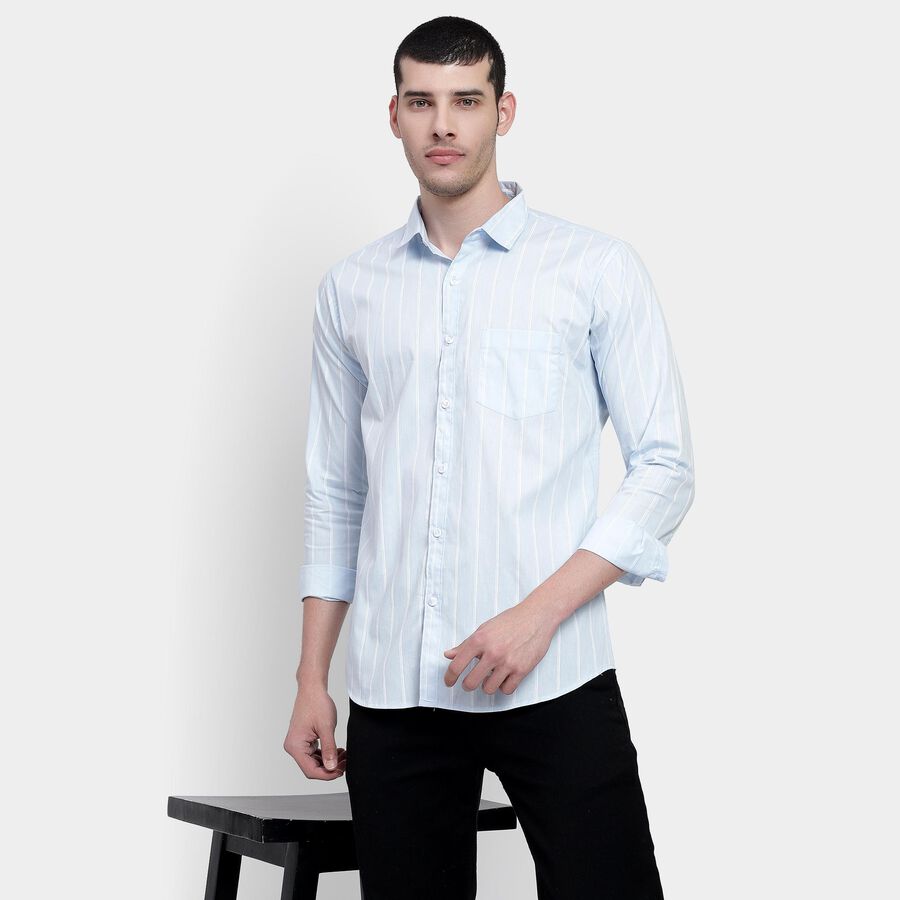 Men's 100% Cotton Casual Shirt , Light Blue, large image number null