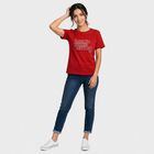Women's Red Round Neck Regular T-Shirt, Red, small