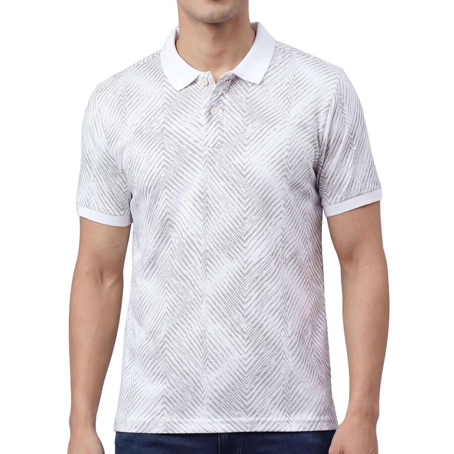 Men's Light Grey Cotton Polo Neck Classic T-Shirt, हल्का ग्रे, large