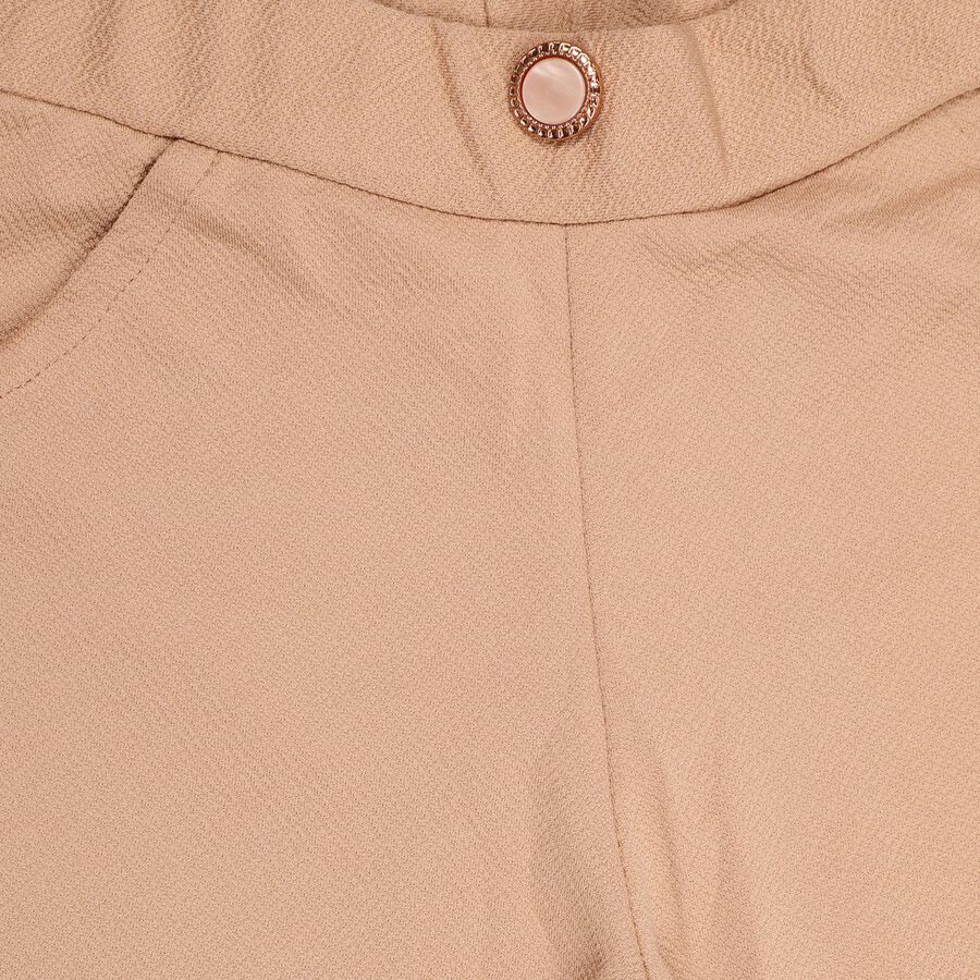 Kids' Soft Beige Regular Fit Pull-Up Trousers, Beige, large image number null