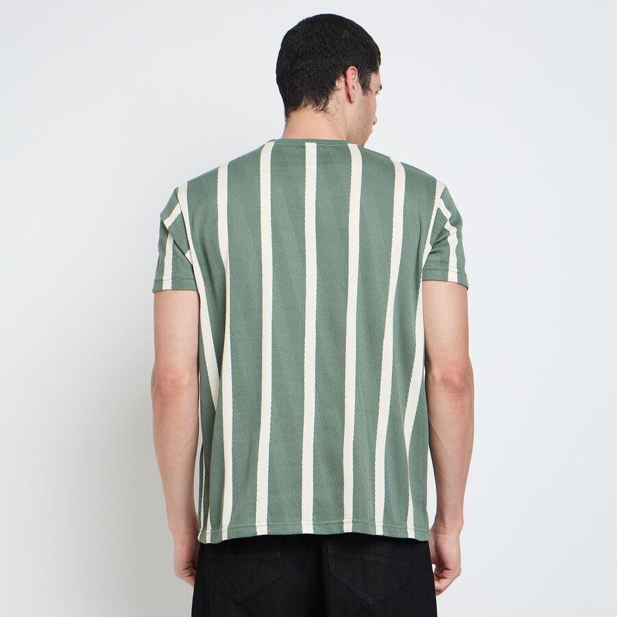 Men's Round Neck Half Sleeves T-Shirt, गहरा हरा, large