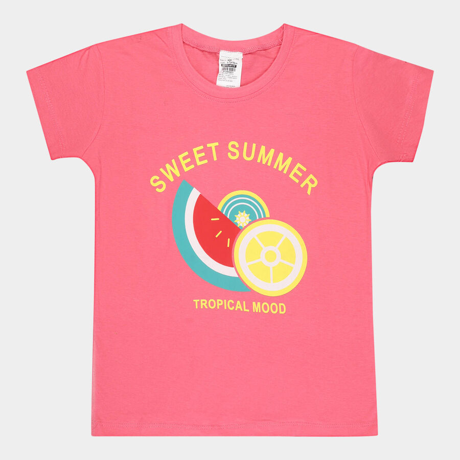 Girls Cotton T-Shirt, Pink, large image number null