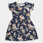 Girls Cotton Printed Frock, Navy Blue, small image number null