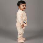 Infants' Peach Round Neck Minimalist Baba Suit, पीच, small image number null