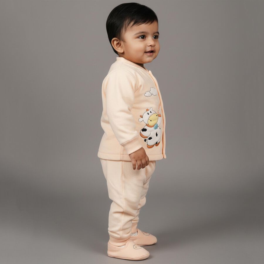 Infants' Peach Round Neck Minimalist Baba Suit, पीच, large image number null