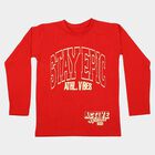 Boys Red Cotton Blend Crew Neck Regular Boys T-Shirt, Red, small