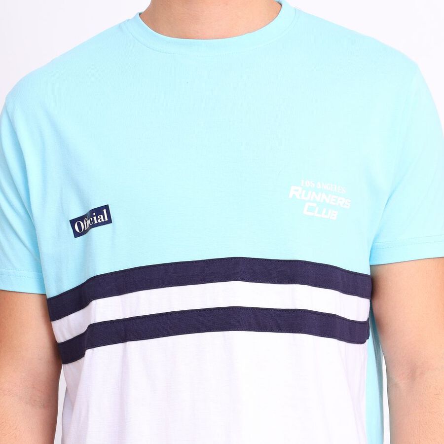 Men's 100% Cotton Round Neck Half Sleeves T-Shirt, Sky Blue, large image number null