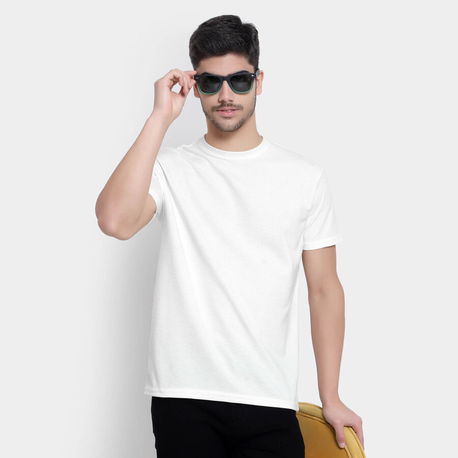 Solid Round Neck T-Shirt, White, large image number null