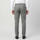 Men's Grey Slim Fit Flat-Front Formal Trousers, हल्का ग्रे, small